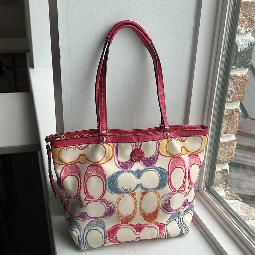 Coach Dream Signature Scribble Multicolor Tote Bag